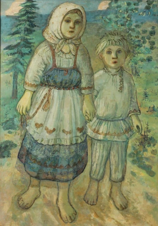  Русский портрет. Первая четверть XX века. Техника: холст, масло.  Размер 93,5x66,5 см. Рисунки Ефима Честнякова