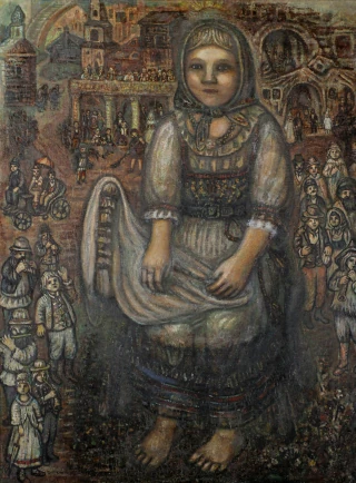  Русский портрет. Первая четверть XX века. Техника: холст, масло.  Размер 93x74 см. Рисунки Ефима Честнякова