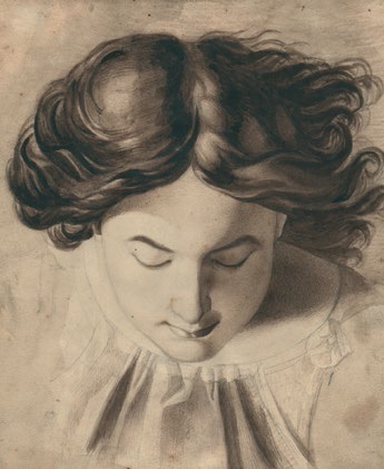 Сорокин Е. С. Голова юноши. Бумага, графитный карандаш, сепия.