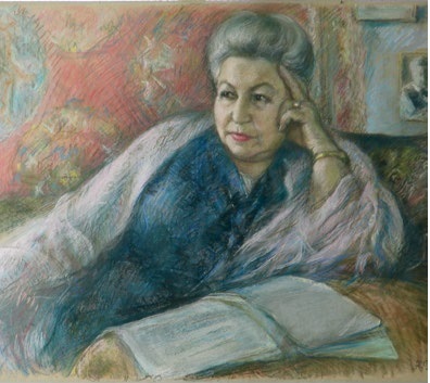 Рябиков А. И. Портрет Заслуженной артистки РСФСР Ж. В. Вильбушевич. 1963 год. Бумага, пастель.
