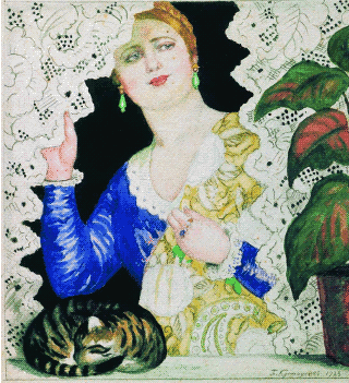  B. Kustodiev. The Merchant's Wife by the Window. Костромской художественный музей