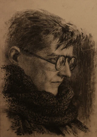  Бумага, уголь, 21х29 см. Мужский портрет. Живопись