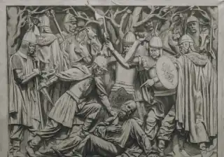 The scene of Ivan Susanin's death has been recreated from the original monument